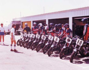 Our first school and first group of students in 1980 at Riverside Raceway.