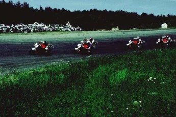 Ten top pros on our 1986 Ninjas at one of the school's Challenge races held at the old Loudon, NH track.