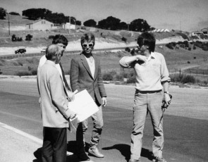 Laguna staff, engineer and Keith designing the new infield section at Laguna in 1987.