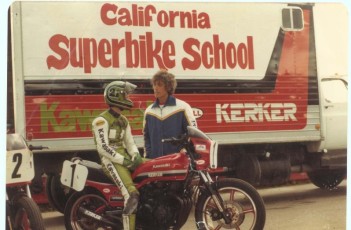 Eddie Lawson and Keith at Loudon Raceway, 1982.